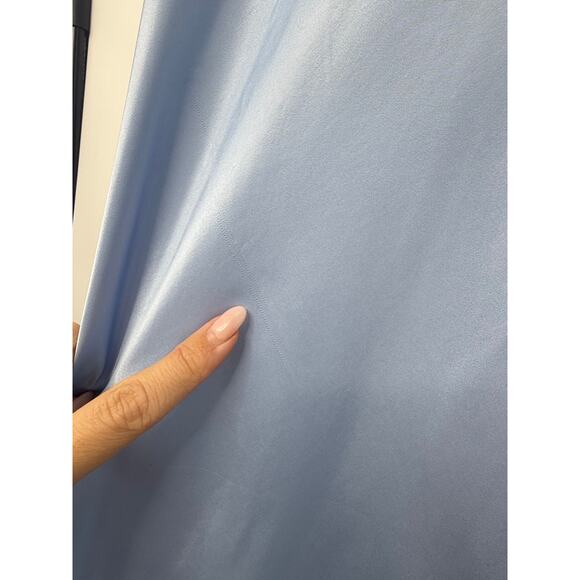 NEW Sleeper Boheme Feather Slip Dress Blue Satin Midi Size M Ostrich Versatile - Picture 11 of 11